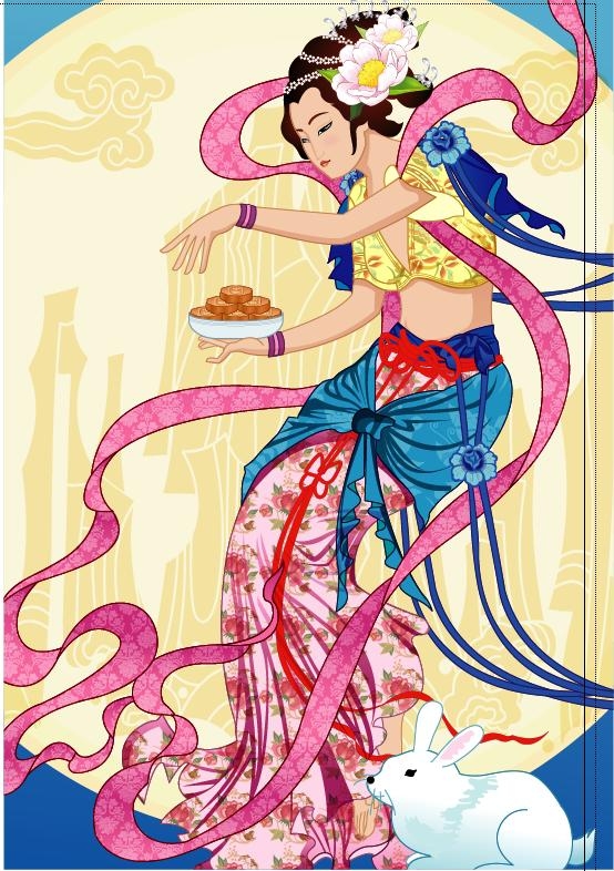 中秋嫦娥仙女矢量素材-4