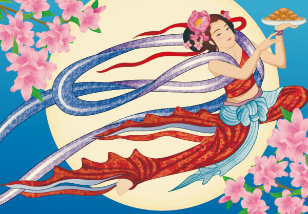 中秋嫦娥仙女矢量素材-6