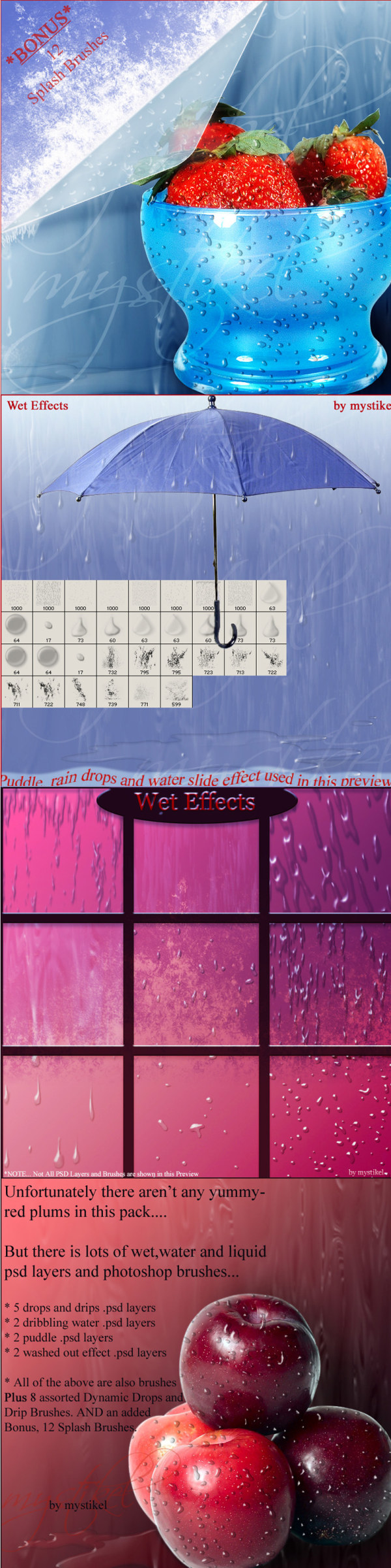 最新款高清水珠水滴笔刷 （Wet Effects Photoshop Brushes——含图层样式）