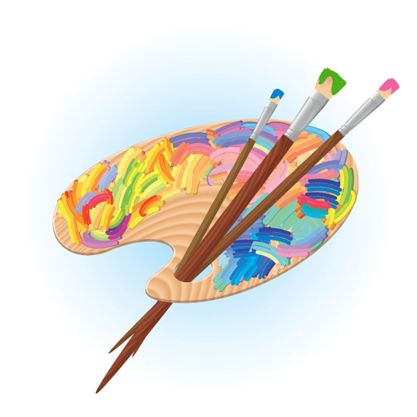 调色板与画笔矢量素材