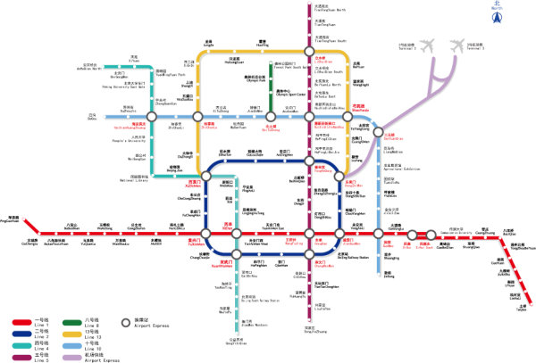 北京地铁线路示意图 矢量图09年版