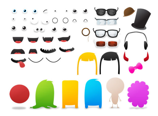 可换元素的卡通怪物矢量素材