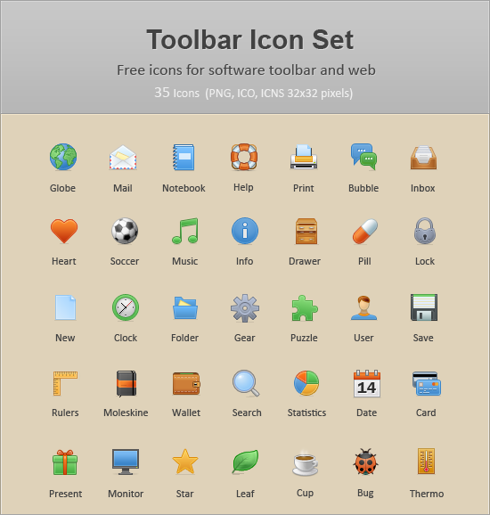 工具栏常用图标35款（Toolbar Icon Set）