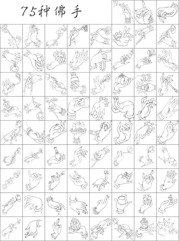 佛教素材75款矢量佛手[Ai格式]