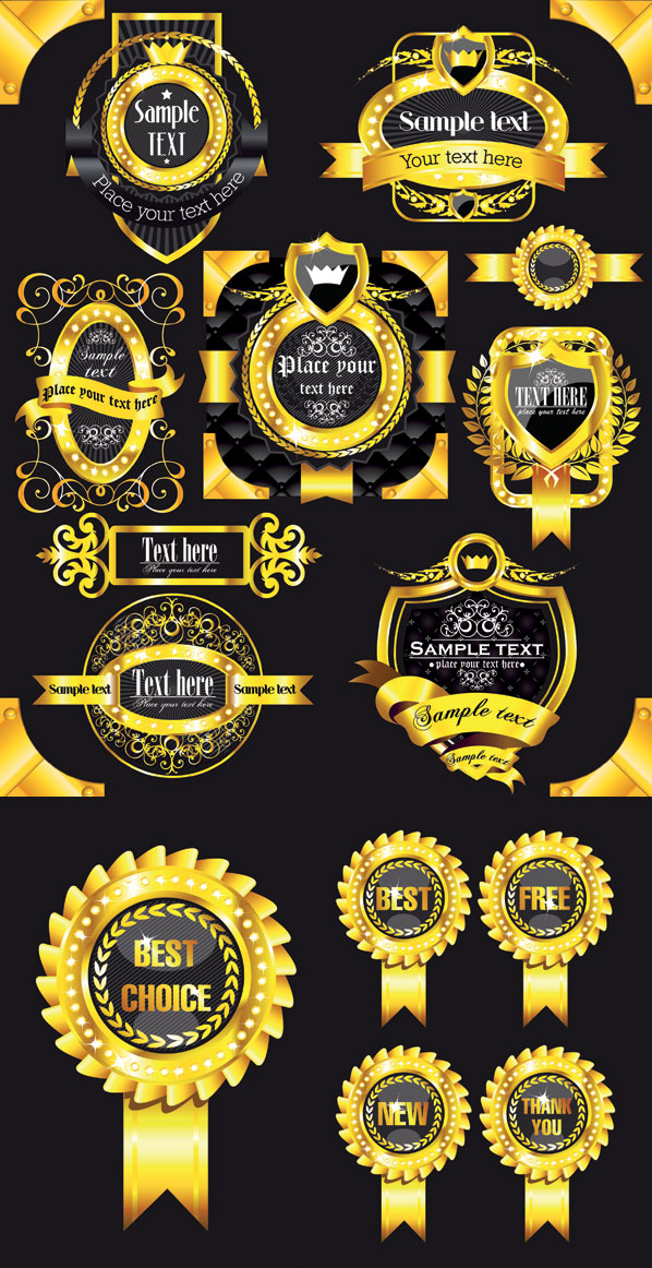 金色华丽label矢量素材