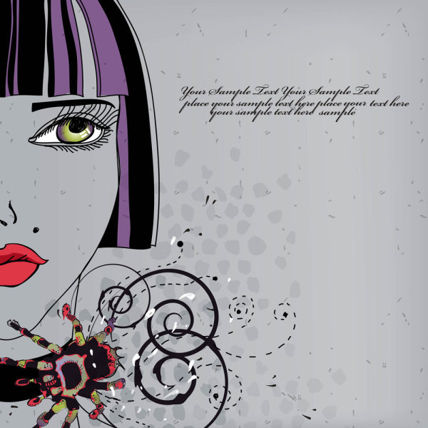 时尚手绘美女插画02——矢量素材