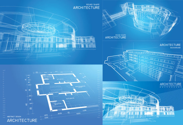 Blue three-dimensional line art Charts - Vector