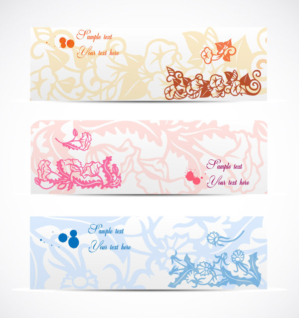 淡雅花纹banner03——矢量素材