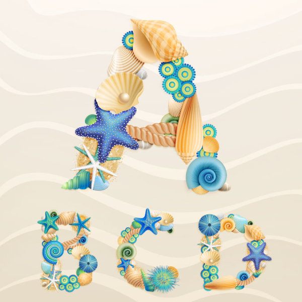 Marine theme font design 07 - vector material
