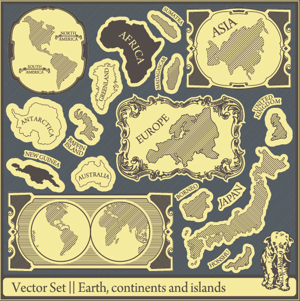 Retro to paste the icon 01 - vector material