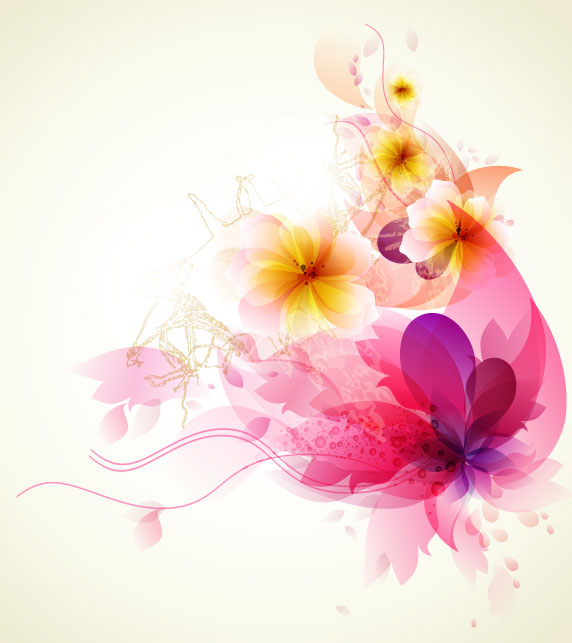 Romantic flower background 04 - vector material
