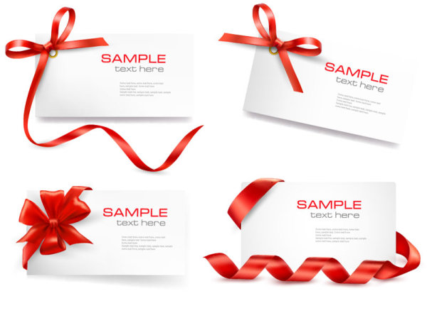 Red ribbon card 01 - vector material