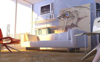 The modern minimalist Type sunshine sitting room 3D model