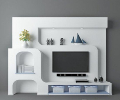 Milky elegant TV wall model