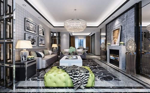 gray modern living room 3D model