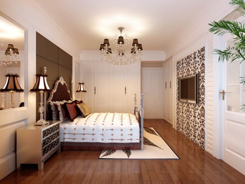 Modern European and American bedroom 3D model effect diagram