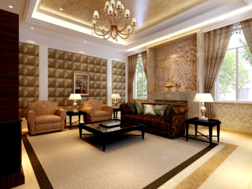 Chocolate colored living room 3D model