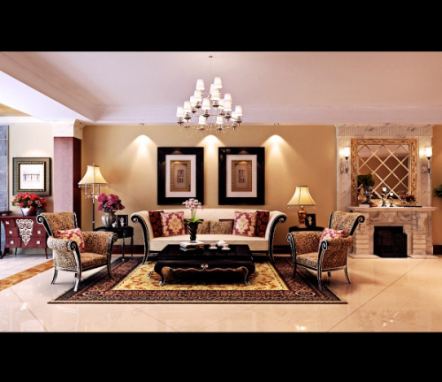 Deluxe Room 3D model of the European living room
