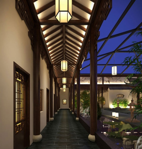 Classical Chinese style corridor 3d model