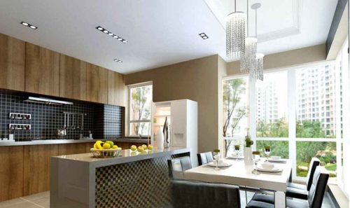 Simple and stylish modern restaurant kitchen in 3D