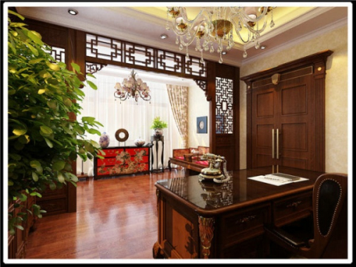Chinese wind classical large living room 3D model
