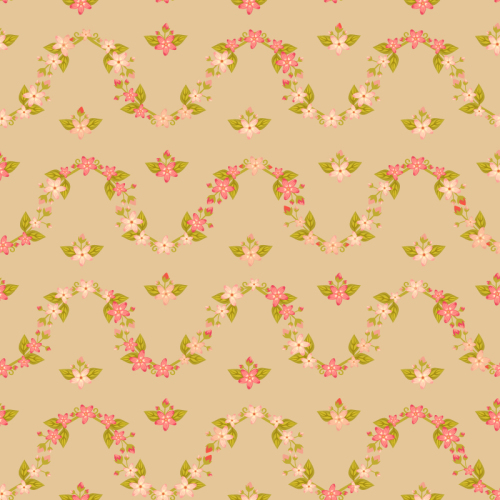 Wavy cherry branches seamless background vector material