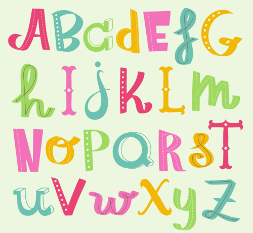 Creative design color alphabet vector material