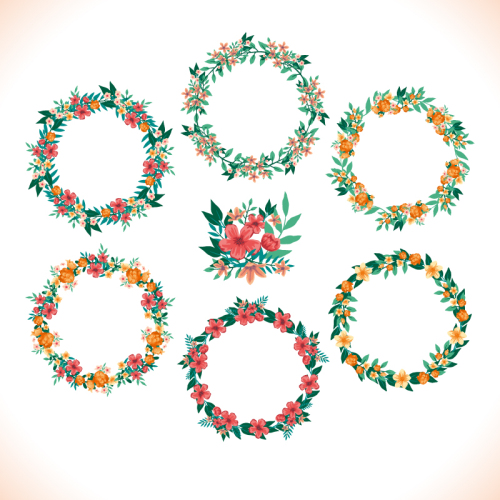 6 watercolor wreath design vector