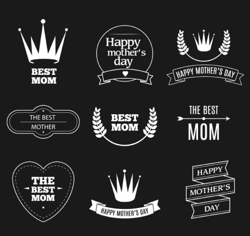 9 white label vector Mother's Day