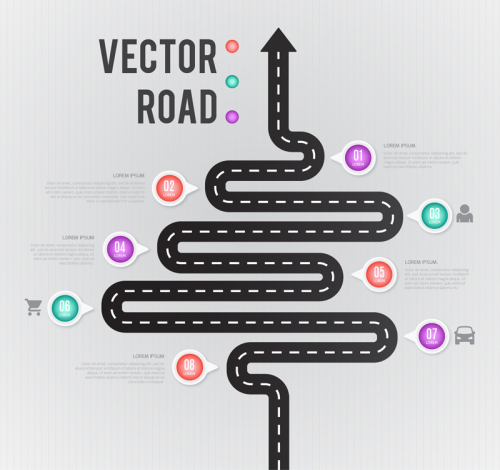 Curved arrow road map vector material Business Information