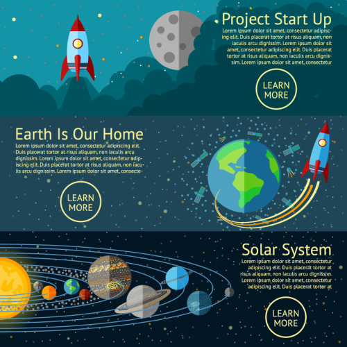 3 Space banner vector material Creative