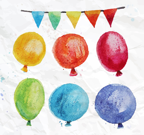 6 color balloons vector material Drawing