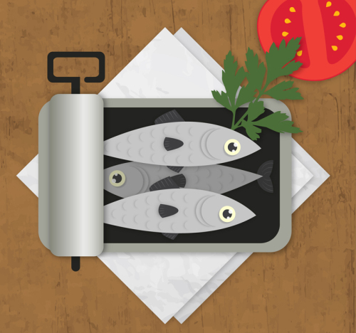 Open canned sardine vector material