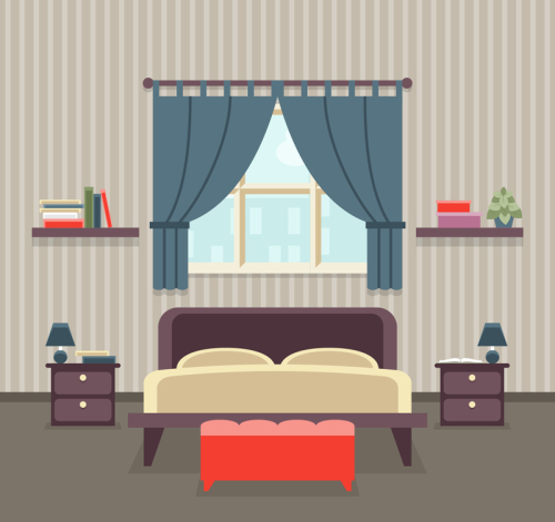 Creative striped wallpaper bedroom design vector material